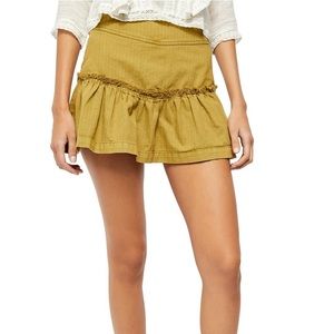 Free People Ruffle Mini Skirt w/ Lace Up Back